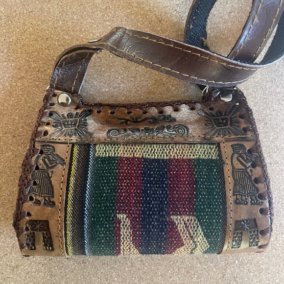 Llama mini purse bag Mexico leather vintage artisan - Picture 8 of 14